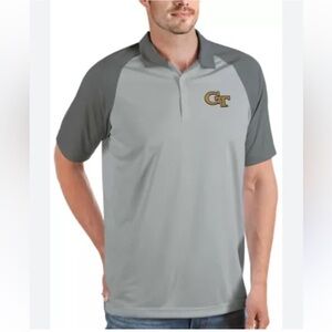 Antigua Men's Gray and Black Georgia Tech Polo